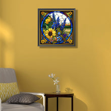 Load image into Gallery viewer, Stained Glass Sunflower 45*45CM(Canvas) Full Round Drill Diamond Painting
