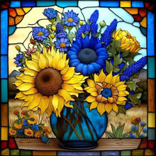 Load image into Gallery viewer, Stained Glass Sunflower 45*45CM(Canvas) Full Round Drill Diamond Painting
