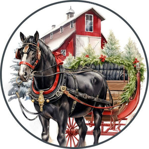 Round Card Christmas Carriage 30*30CM(Canvas) Full Round Drill Diamond Painting