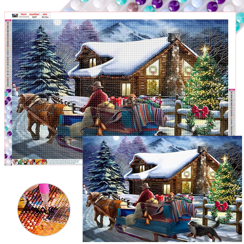 Country Christmas 75*50CM(Canvas) Full Round Drill Diamond Painting
