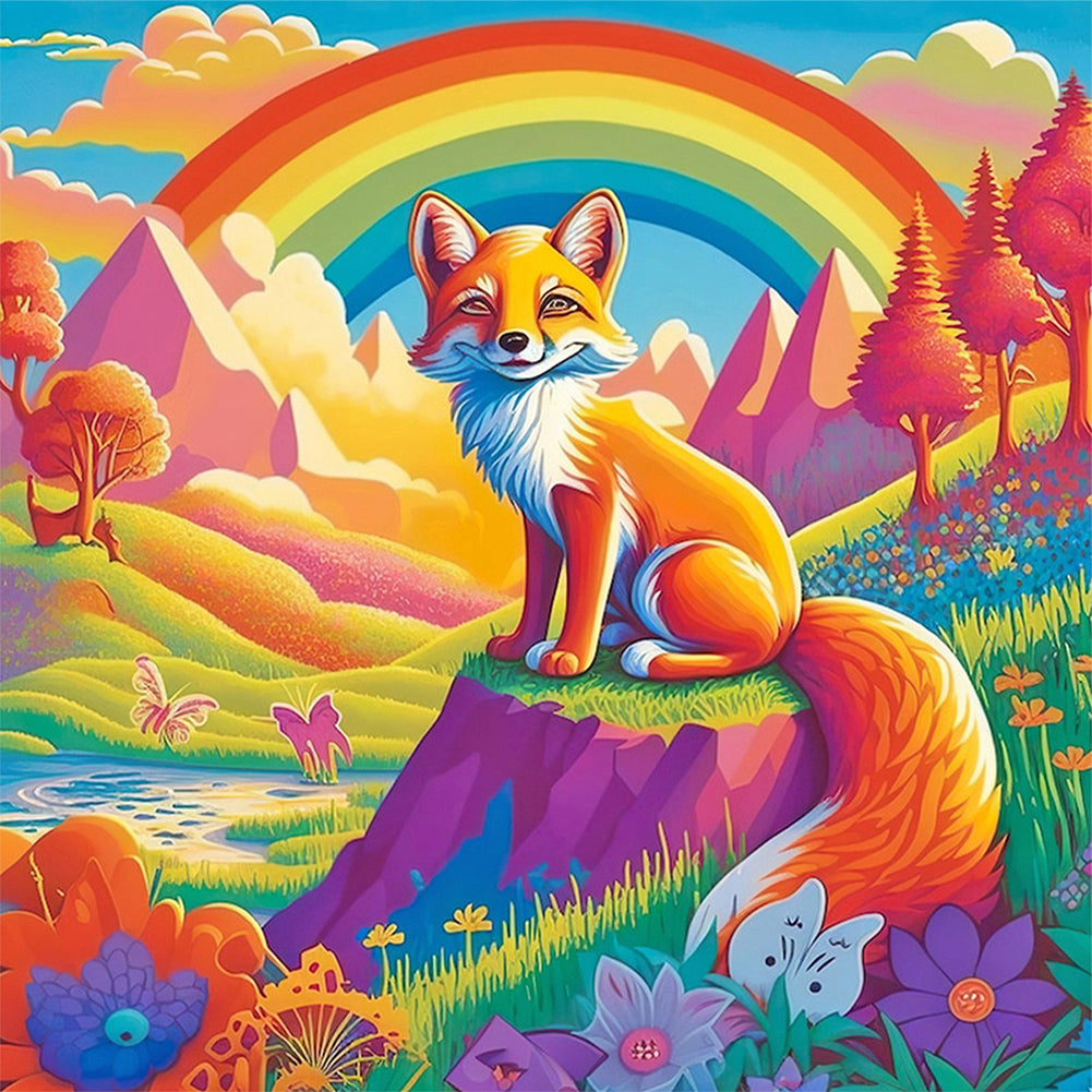 Fox And Rainbow 40*40CM(Canvas) Full Round Drill Diamond Painting