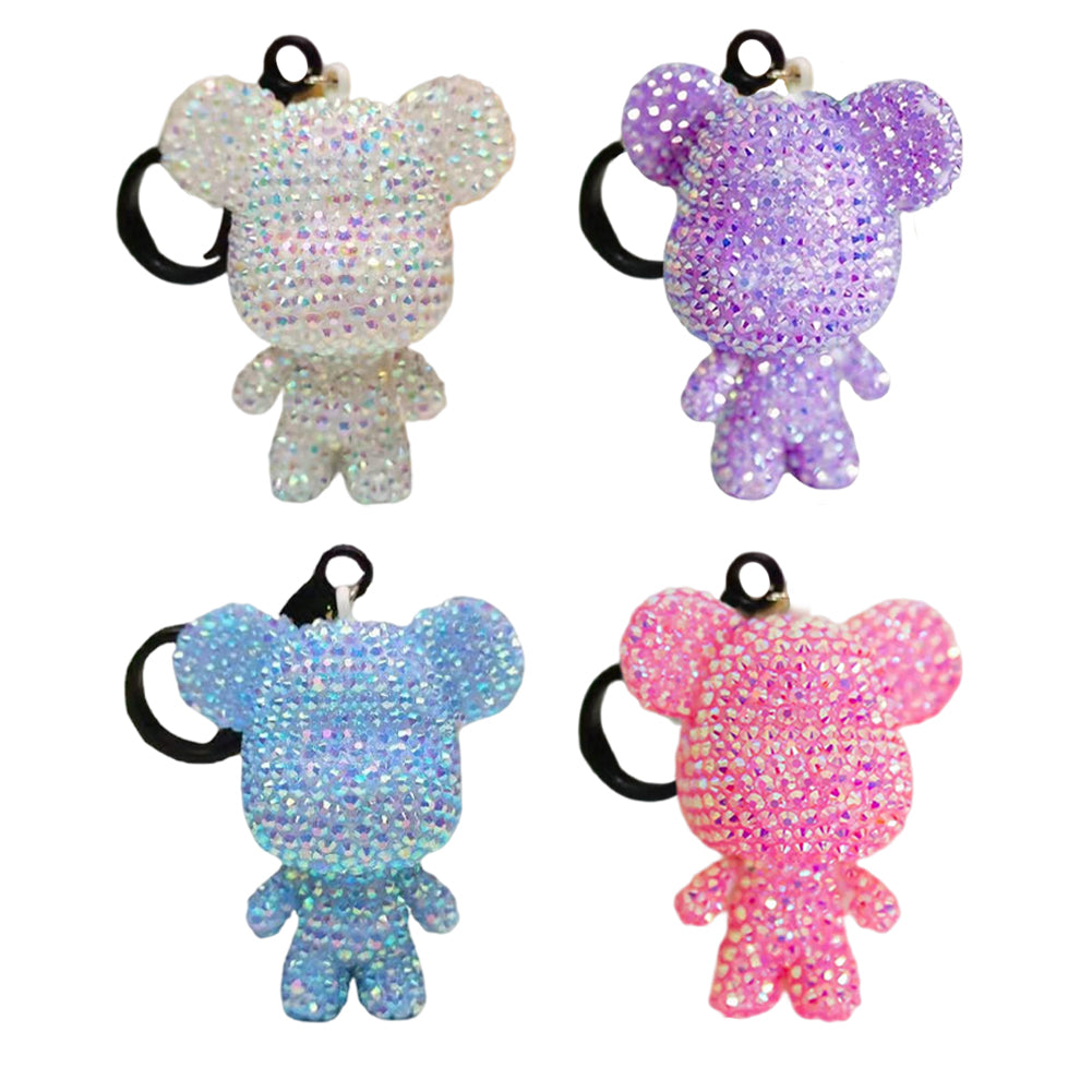 Diamond Full Drill Keyring 4PCS Sparkly Bear Painting Keychain Kit DIY Key Chain