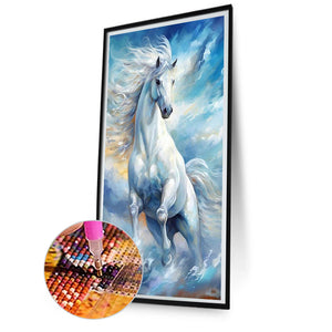 Running White Snow Horse 40*80CM(Picture) Full Square Drill Diamond Painting