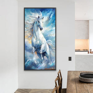 Running White Snow Horse 40*80CM(Picture) Full Square Drill Diamond Painting
