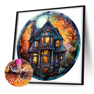 Halloween Horror Atmosphere Glass Painting 30*30CM(Canvas) Full Round Drill Diamond Painting