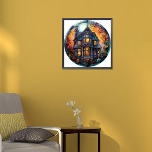 Halloween Horror Atmosphere Glass Painting 30*30CM(Canvas) Full Round Drill Diamond Painting