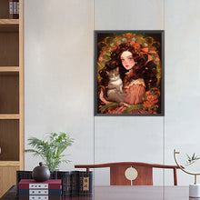 Load image into Gallery viewer, Retro Literary Cat Girl 40*50CM(Picture) Full Round Drill Diamond Painting

