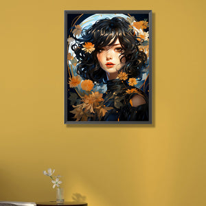 Flower Girl 40*55CM(Picture) Full Round Drill Diamond Painting