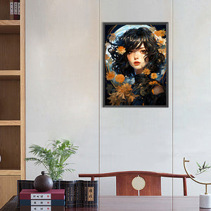 Flower Girl 40*55CM(Picture) Full Round Drill Diamond Painting