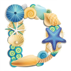 Shell Starfish Letter D 30*30CM(Canvas) Full Round Drill Diamond Painting