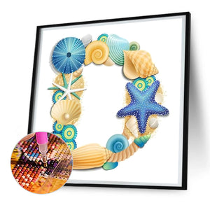 Shell Starfish Letter D 30*30CM(Canvas) Full Round Drill Diamond Painting