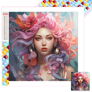 Pink Beauty 40*40CM(Picture) Full Square Drill Diamond Painting