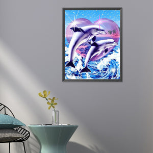 Love Dolphins 40*50CM(Canvas) Full Round Drill Diamond Painting