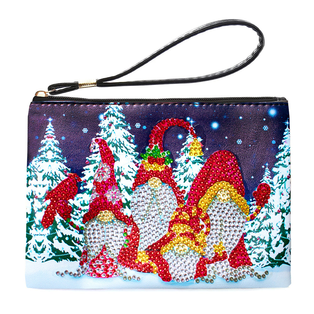 Partial Shaped Drill DIY Diamond Painting Bag with Zipper (Xmas Gnome)