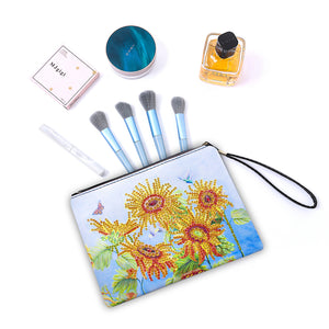 Partial Shaped Drill DIY Diamond Painting Bag with Zipper (Sunflower)