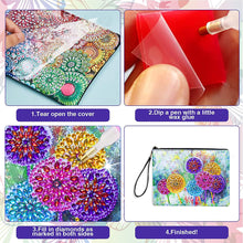 Load image into Gallery viewer, Partial Shaped Drill DIY Diamond Painting Bag with Zipper (Colourful Dandelion)
