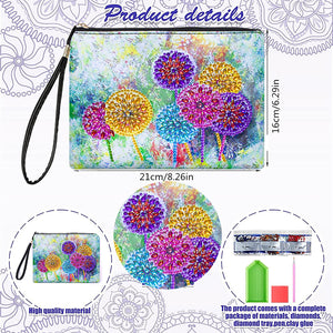 Partial Shaped Drill DIY Diamond Painting Bag with Zipper (Colourful Dandelion)