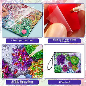 Partial Shaped Drill DIY Diamond Painting Bag with Zipper (Succulent Plant)