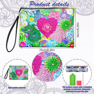 Partial Shaped Drill DIY Diamond Painting Bag with Zipper (Love Succulent)