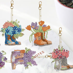 Double Sided Diamond Art Ornament Special Shape Owl (6PCS Flower Boots)