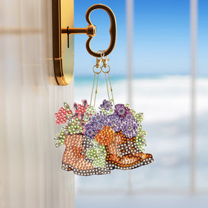 Double Sided Diamond Art Ornament Special Shape Owl (6PCS Flower Boots)