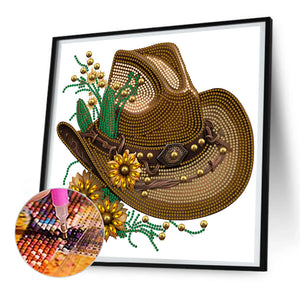 Cowboy Hat 30*30CM(Canvas) Partial Special Shaped Drill Diamond Painting