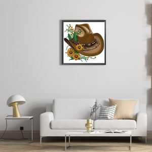 Cowboy Hat 30*30CM(Canvas) Partial Special Shaped Drill Diamond Painting
