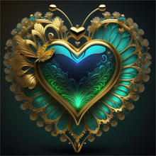 Load image into Gallery viewer, Peacock Green Heart 40*40CM(Picture) Full Round Drill Diamond Painting
