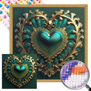 Peacock Green Heart 40*40CM(Picture) Full Round Drill Diamond Painting
