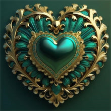Load image into Gallery viewer, Peacock Green Heart 40*40CM(Picture) Full Round Drill Diamond Painting

