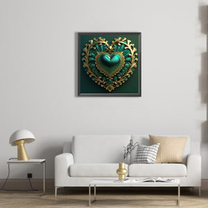 Peacock Green Heart 40*40CM(Picture) Full Round Drill Diamond Painting