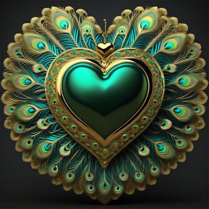 Peacock Green Heart 40*40CM(Picture) Full Round Drill Diamond Painting