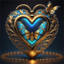Load image into Gallery viewer, Blue Butterfly Heart 40*40CM(Picture) Full Round Drill Diamond Painting
