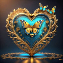Load image into Gallery viewer, Blue Butterfly Heart 40*40CM(Picture) Full Round Drill Diamond Painting
