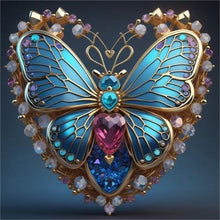 Load image into Gallery viewer, Blue Butterfly Heart 40*40CM(Picture) Full Round Drill Diamond Painting
