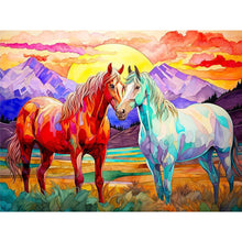 Load image into Gallery viewer, Two Horses In The Prairie 40*30CM(Canvas) Full Round Drill Diamond Painting

