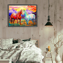 Load image into Gallery viewer, Two Horses In The Prairie 40*30CM(Canvas) Full Round Drill Diamond Painting

