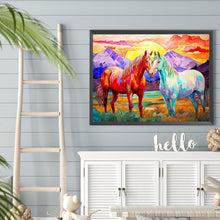 Load image into Gallery viewer, Two Horses In The Prairie 40*30CM(Canvas) Full Round Drill Diamond Painting
