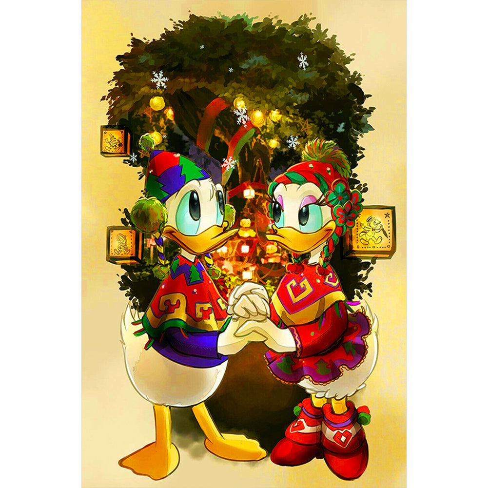 Christmas Donald Duck And Daisy 40*60CM(Canvas) Full Round Drill Diamond Painting