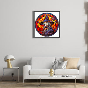 Glass Halloween Witch 50*50CM(Canvas) Full Round Drill Diamond Painting