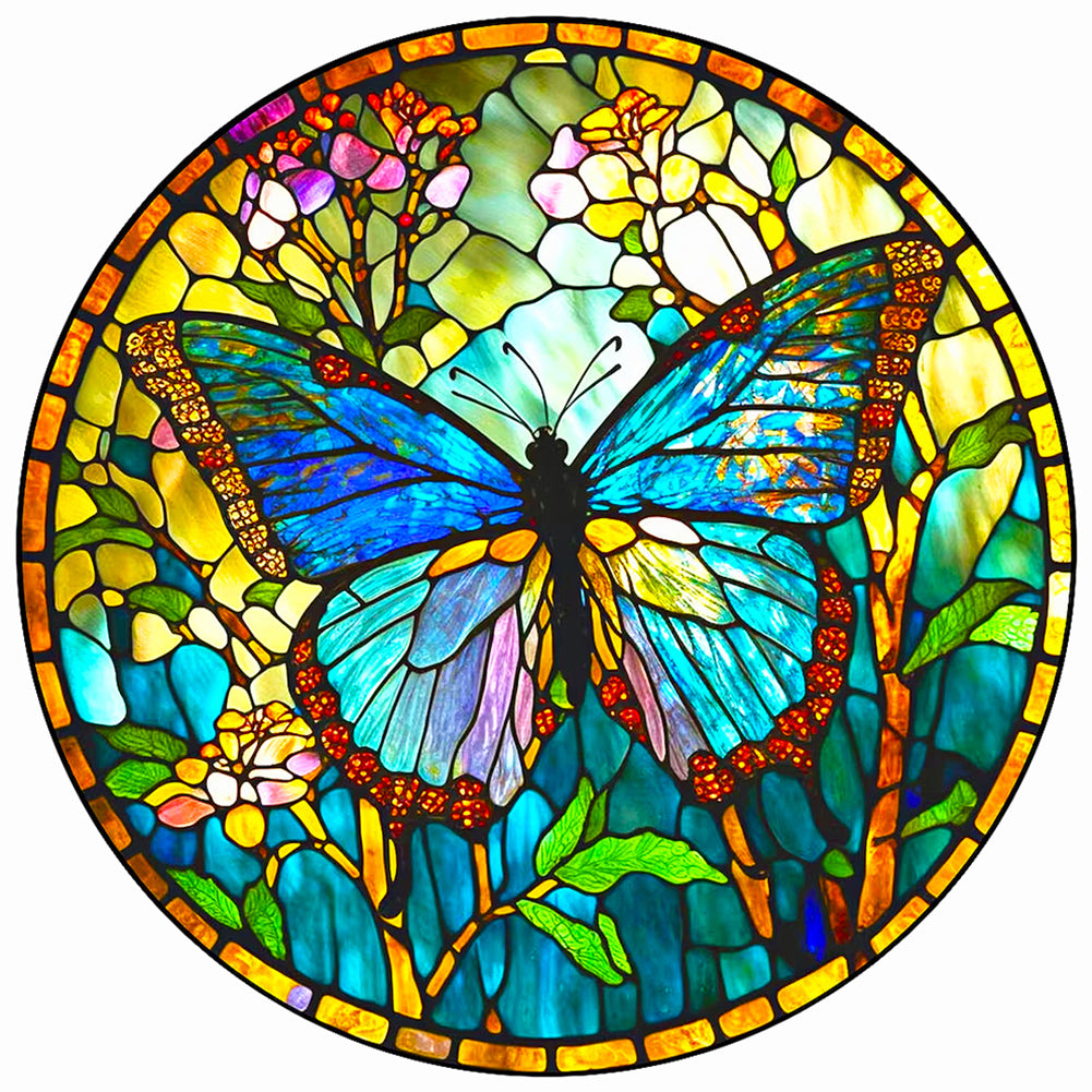 Glass Butterfly 50*50CM(Canvas) Full Round Drill Diamond Painting