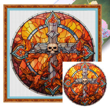 Load image into Gallery viewer, Cross Skull (25*25CM ) 18CT 2 Stamped Cross Stitch
