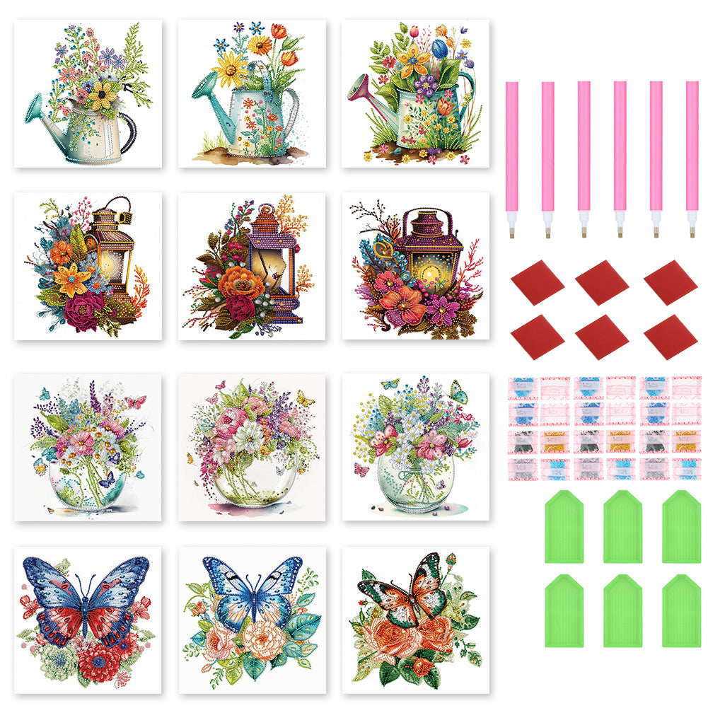 Lamp Vase Butterfly Shower 30*30CM(Canvas) Partial Special Shaped Drill Diamond Painting