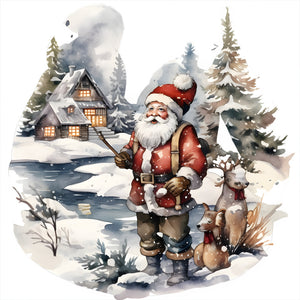 Santa In The Snow 30*30CM(Canvas) Full Round Drill Diamond Painting