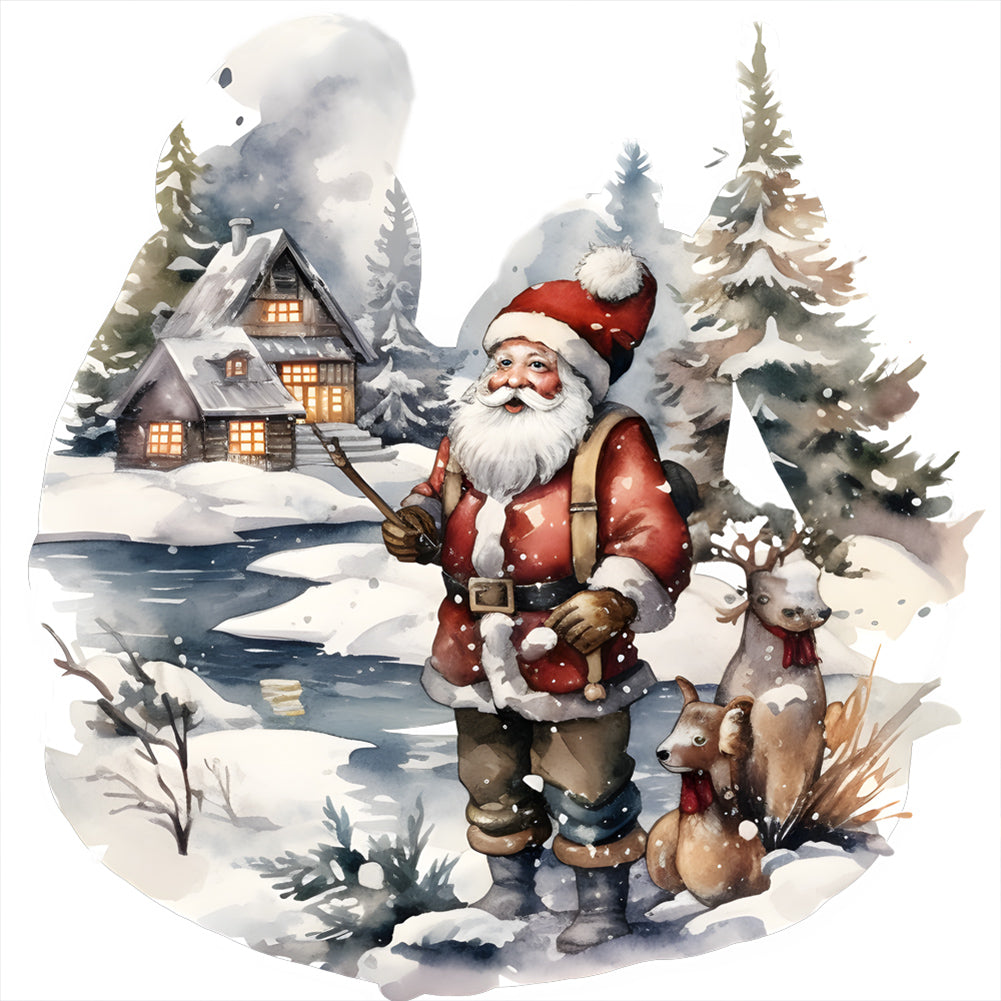 Santa In The Snow 30*30CM(Canvas) Full Round Drill Diamond Painting