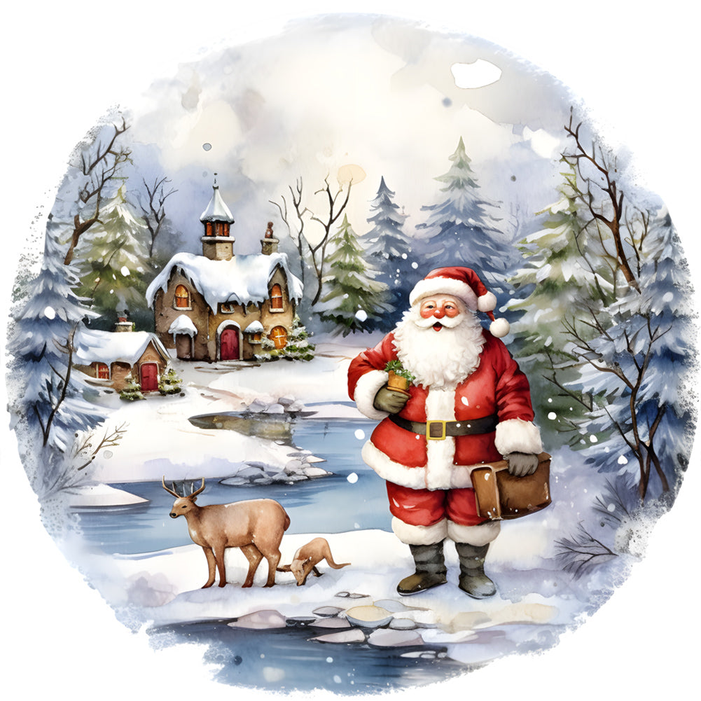 Santa In The Snow 30*30CM(Canvas) Full Round Drill Diamond Painting