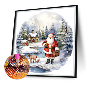 Santa In The Snow 30*30CM(Canvas) Full Round Drill Diamond Painting