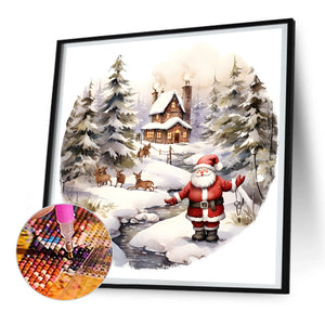 Santa In The Snow 30*30CM(Canvas) Full Round Drill Diamond Painting