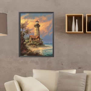 Lighthouse And Windmill 30*40CM(Canvas) Full Round Drill Diamond Painting