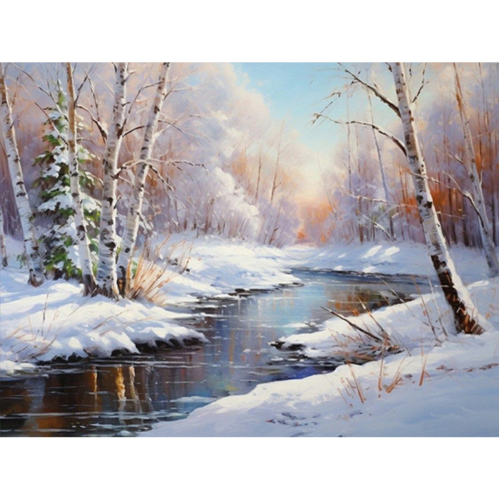 Snow Mountain 40*30CM(Canvas) Full Round Drill Diamond Painting